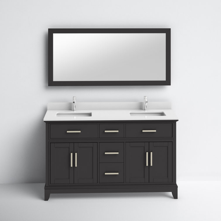 Joss & Main Blevens 60" Double Bathroom Vanity Set with Mirror